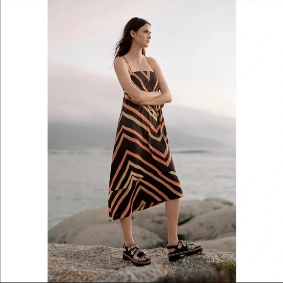 Anthropologie Multicolor Chevron Midi Slip Dress - Picture 6 of 8